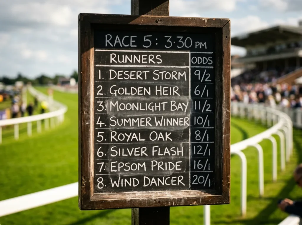Price comparison display showing morning odds and starting price for a Derby runner