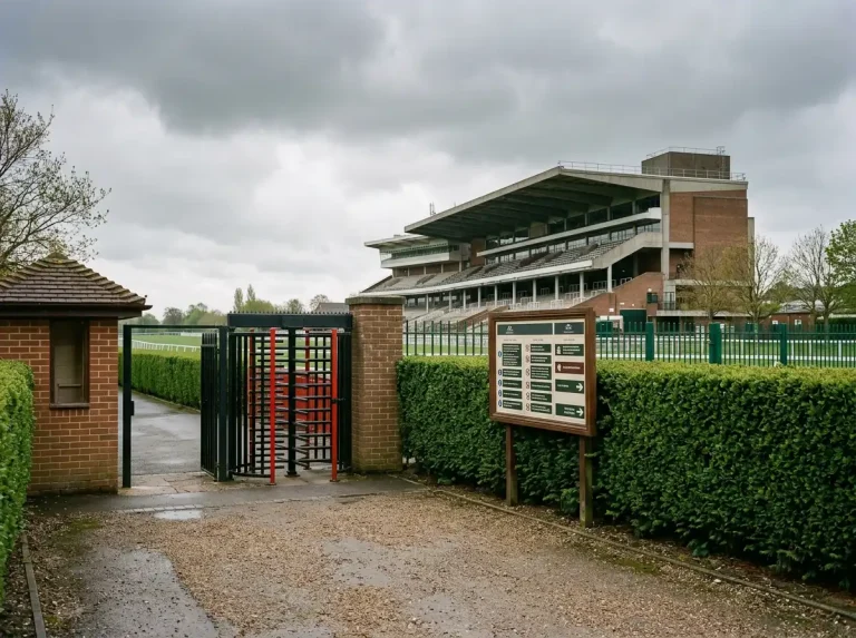 UK Gambling Commission logo alongside Epsom Downs racecourse entrance